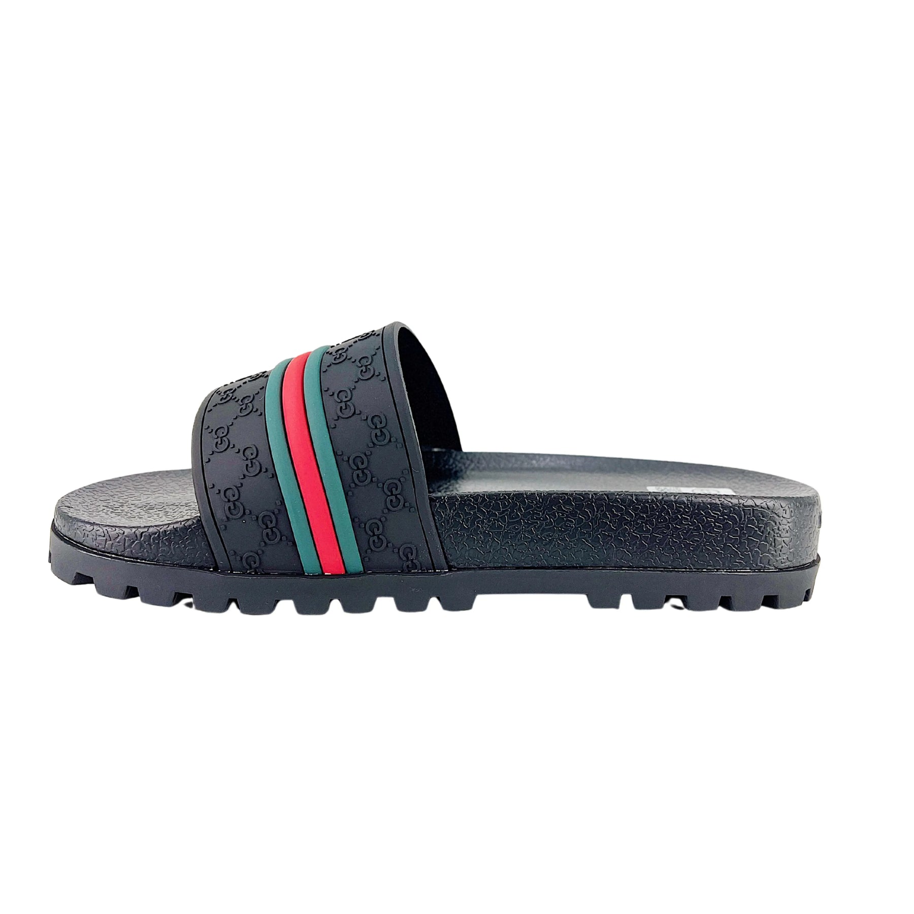 CHINELO SLIDE GUCCI GG RUBBER BLACK