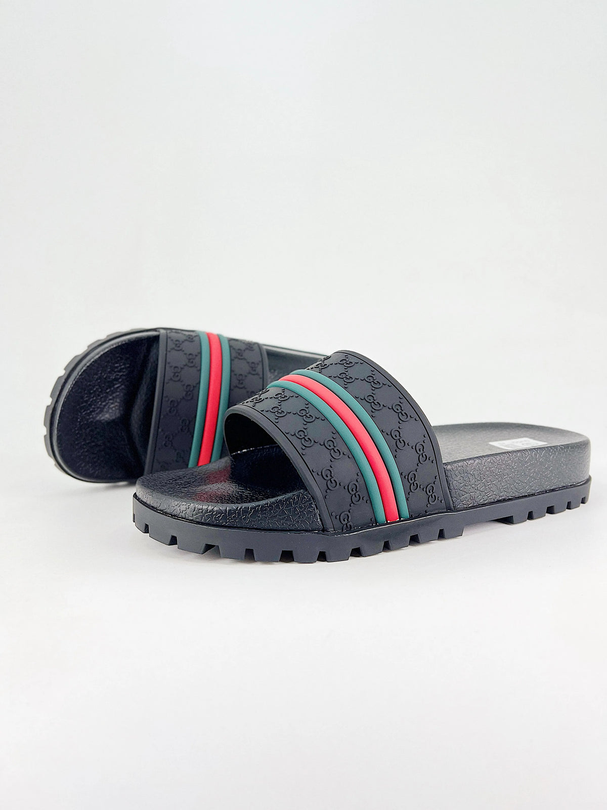 CHINELO SLIDE GUCCI GG RUBBER BLACK