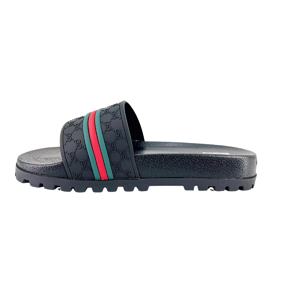 CHINELO SLIDE GUCCI GG RUBBER BLACK